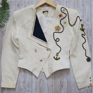 Vintage linen embroidered blazer